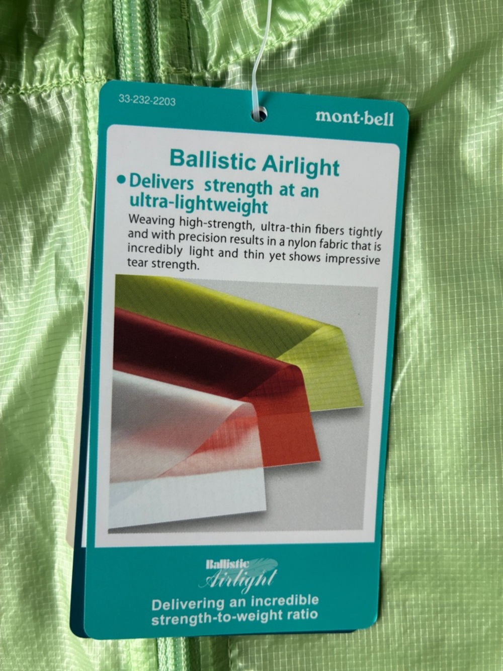 NWT Montbell Ballistic Airlight Jacket - Light Green - Picture 2 of 5